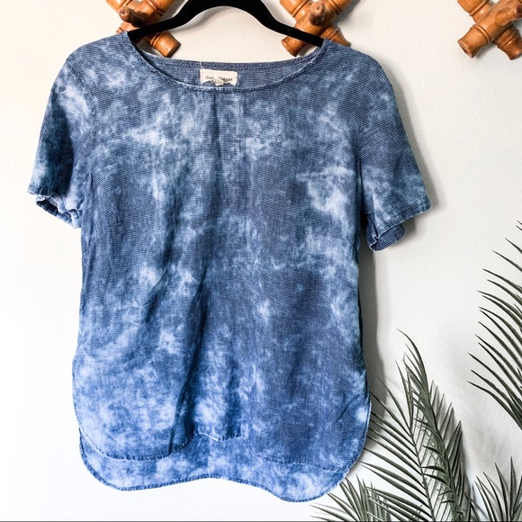 Anthropologie Tops - Anthropologie | Cloth & Stone Acid Wash Grid Tee